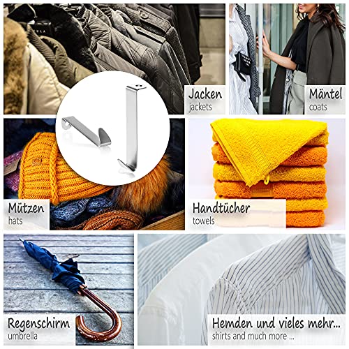 com-four® 4x Türhaken aus Edelstahl - Kleider-Haken für die Türaußenseite - Garderobenhaken für Schranktür und Zimmertür außen - 8,5 cm (04 Stück - Edelstahl - mit Schraube)