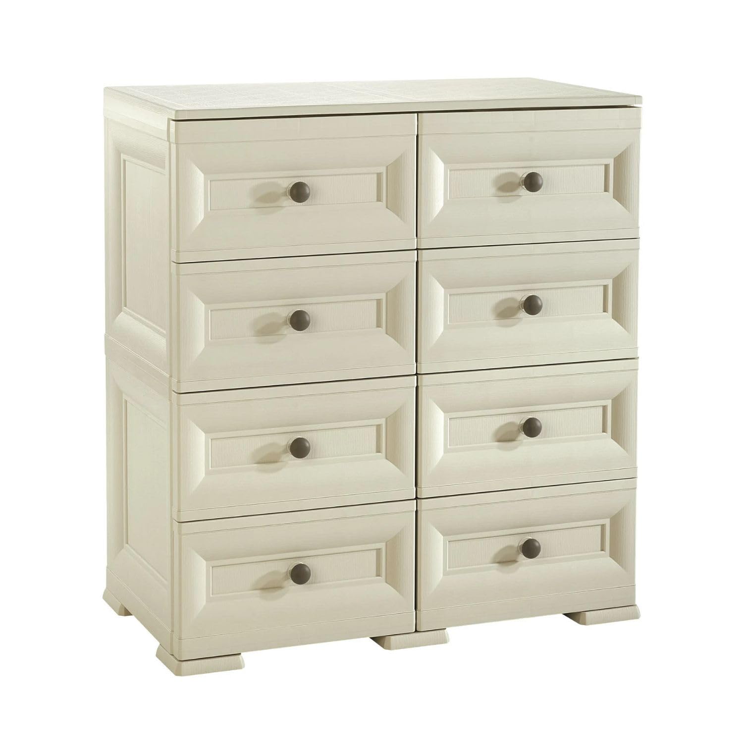 Cassettiera in Plastica con 8 Cassetti Piccoli, Mobile Contenitore Salvaspazio per Organizzazione Casa, Cassettiera Multiuso per Ingresso, Camera e Ripostiglio, 79x43x85,5 cm (Angora)
