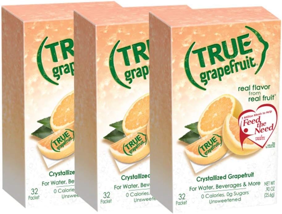 True Grapefruit Crystallized Grapefruit 32 Packets (3 Boxes 96 Total Packets)