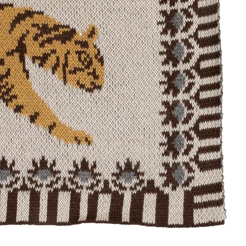 Image of Creative Co-Op Cotton Knit Baby Blanket with Tigers, Multicolor
