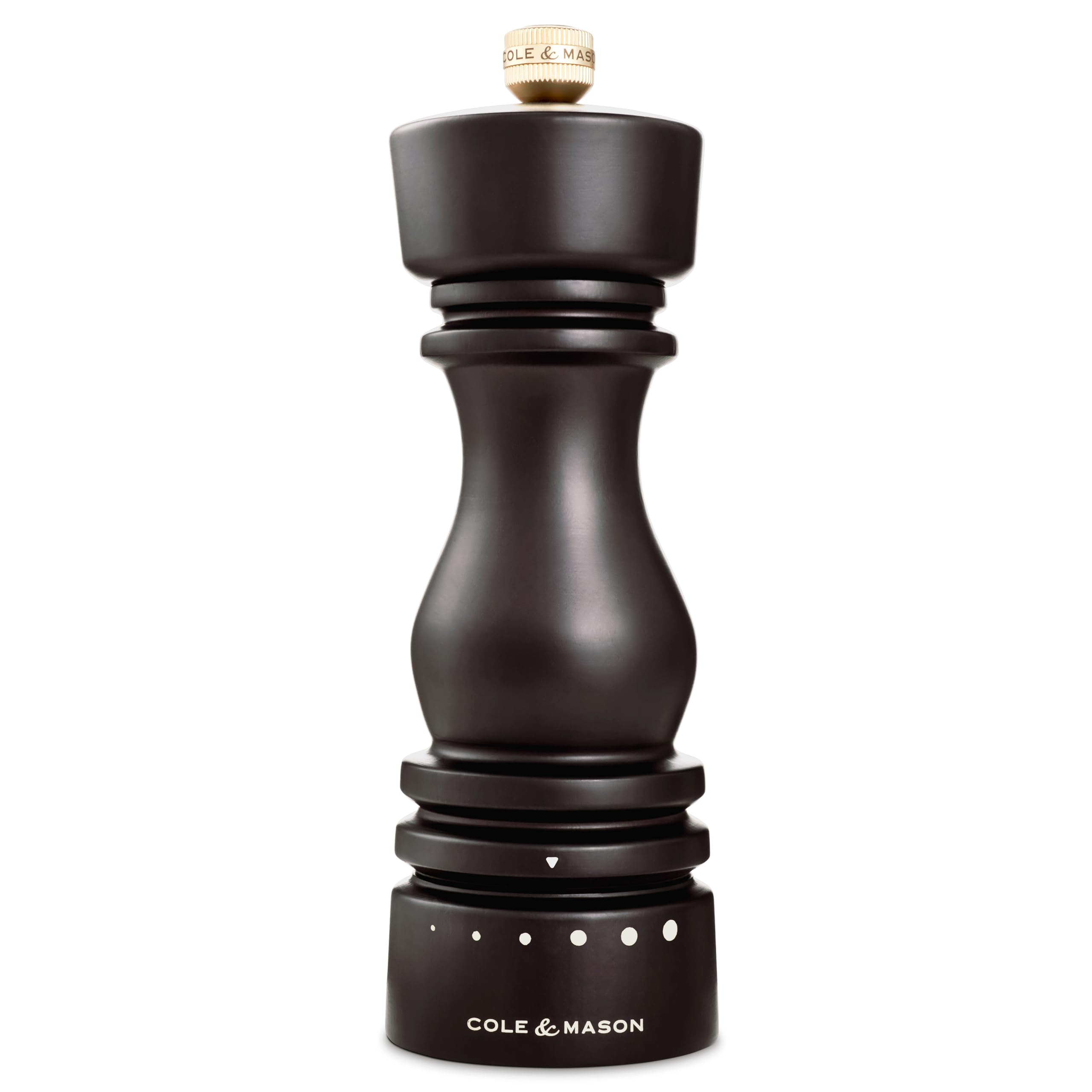 Cole & Mason London Pepper Mill, Grind Select Adjustable Coarseness, Chocolate Wood, 180mm, Refillable Manual Grinder