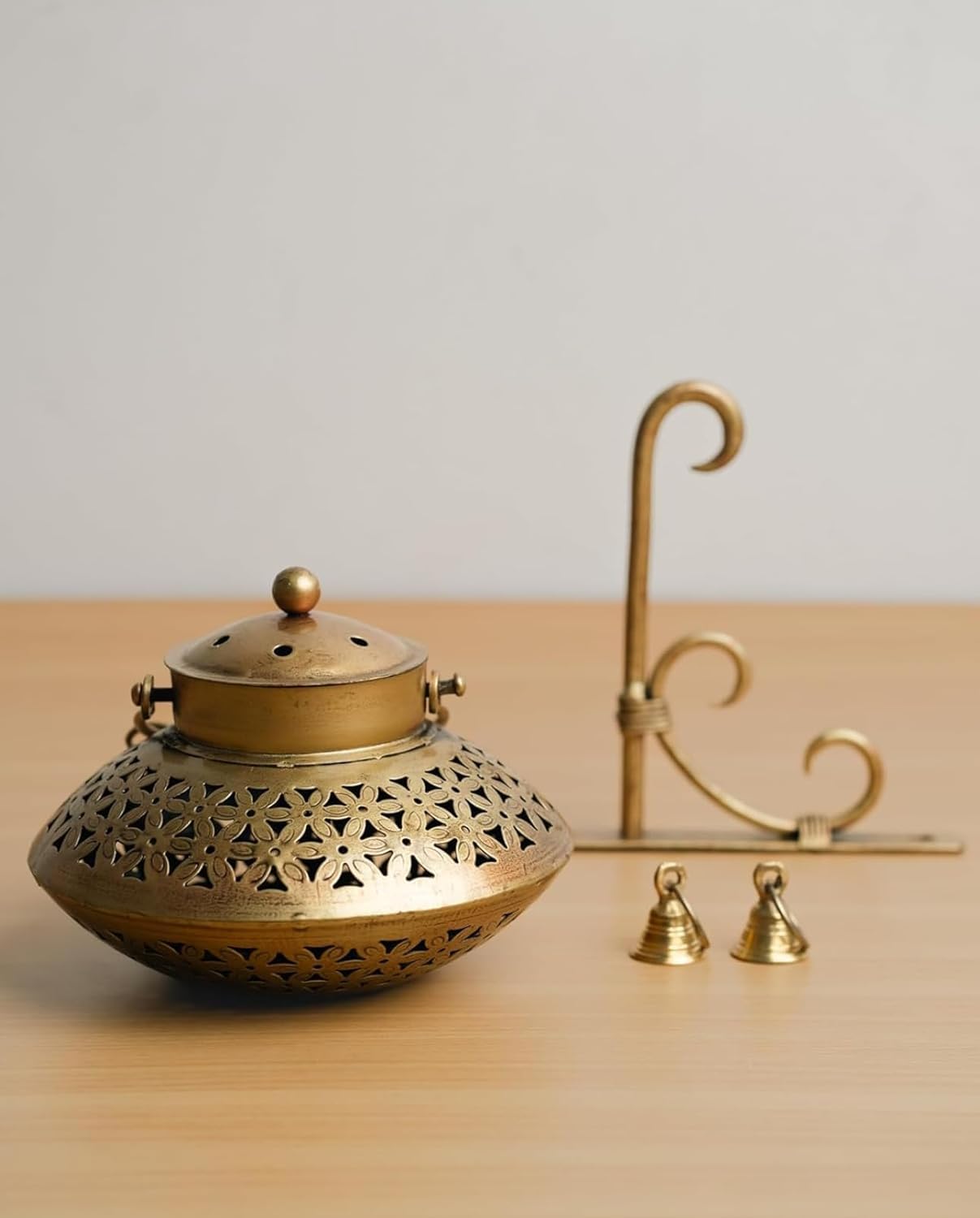 pranjals house Wall Hanging Handi Degchi Dhoop Dani Pot Diya Lantern Incense T-Light Candle Holder Cone and Sambrani Cup for Home Decor, Pooja Room, Living Room, Balcony (Degchi 9x8) (Bracket 8X8) 2