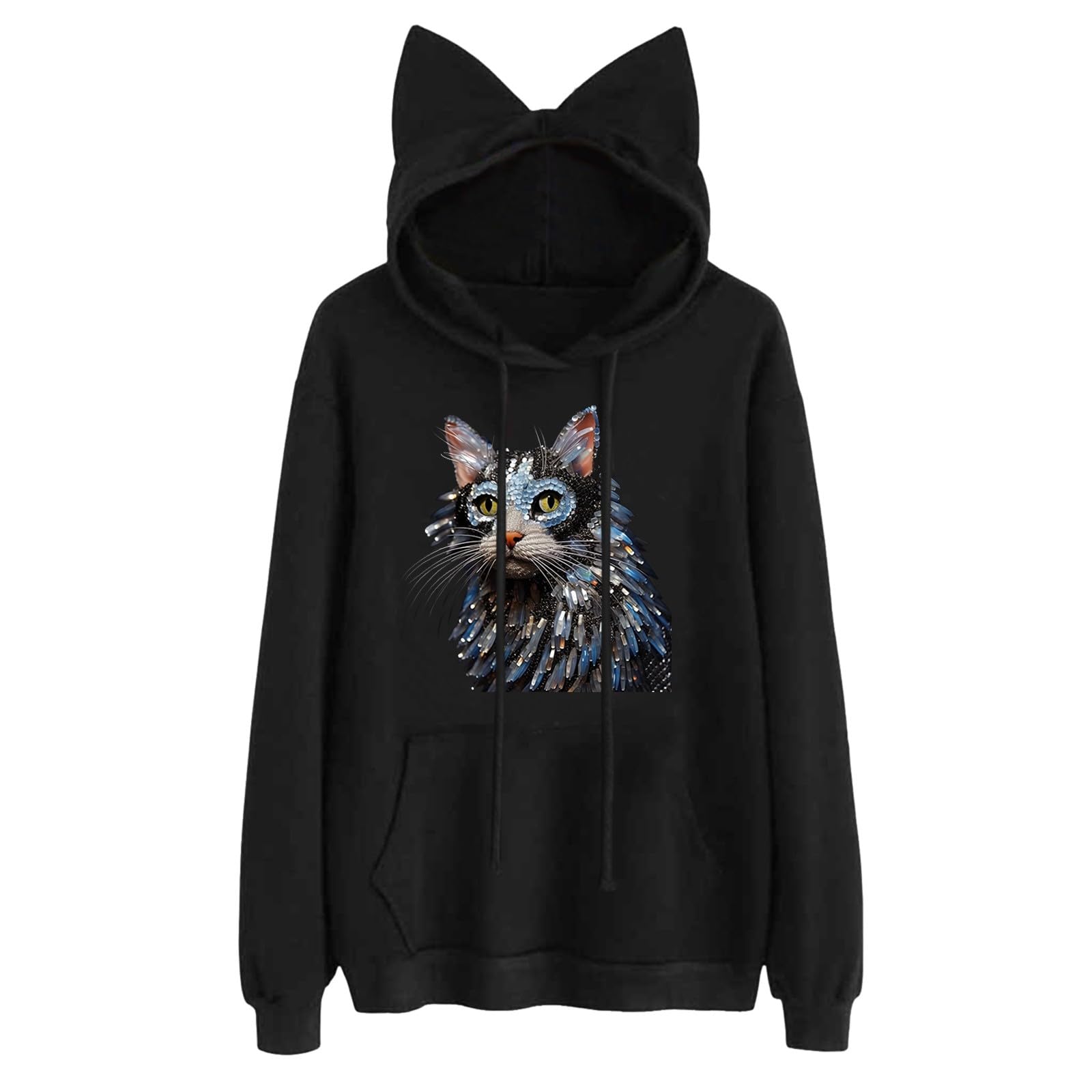 Sudaderas con capucha de orejas de gato para mujer, sudaderas con capucha para mujer, estampado de gatito, lindas sudaderas con capucha para niñas, sudaderas con capucha de manga larga para mujer,