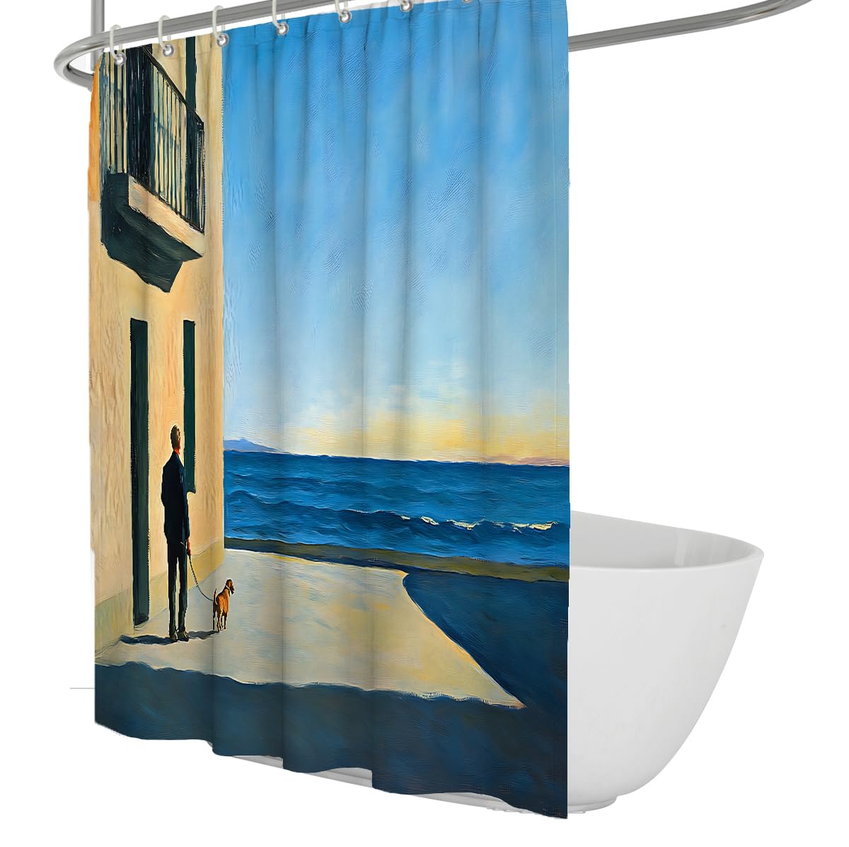 Tenda doccia costiera sul mare Cane da passeggiata sulla spiaggia Tenda da bagno in tessuto in poliestere impermeabile lavabile con ganci 180 x 220 cm