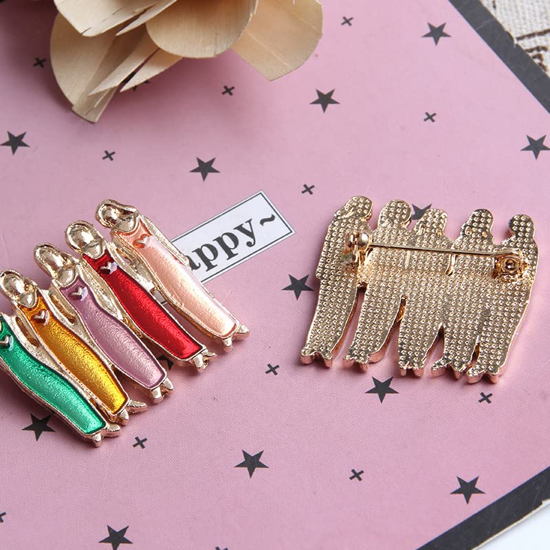 Image of Ximimark 2 PCS five sisters Creative Sisters Brooch Women Friendship Sisterhood Series Enamel Brooch