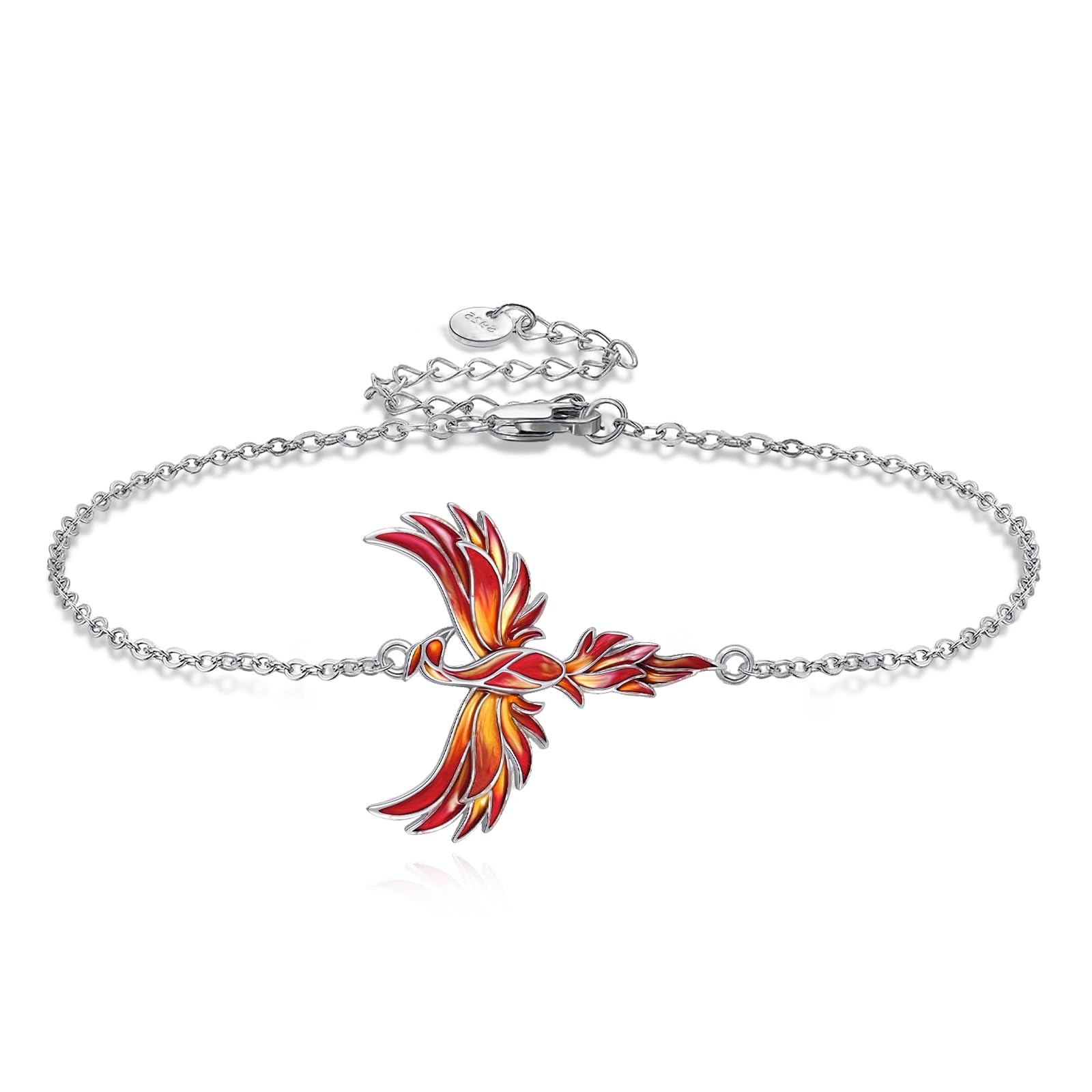 URONE Phönix-Armband aus Sterlingsilber mit rotem Phönix-Anhänger Schmuckstück mit Tiermotiven Geschenkidee für Damen