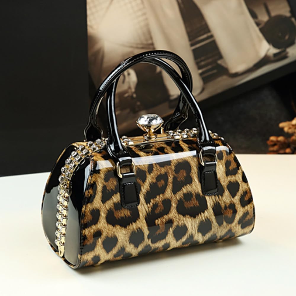 Fashion Rhinestone Evening Bag for Women Top Handle Crossbody Handbags Leather Purses Small Hard Shoulder Bags