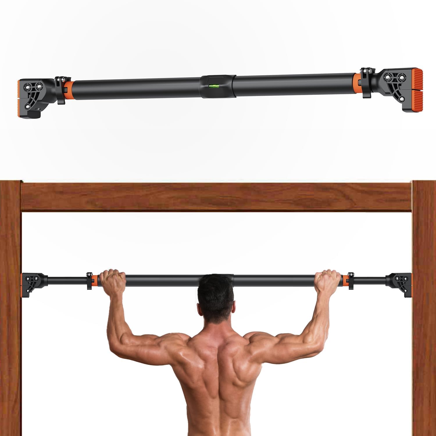 Pull Up Bar for Doorway, AETKFO Chin Up Bar Strength Training Pull-Up Bars Adjustable Upper Body Trainer Workout Bar Door Fitness Exercise Gym Equipment for Home Indoor, No Screw Installation （72-95）