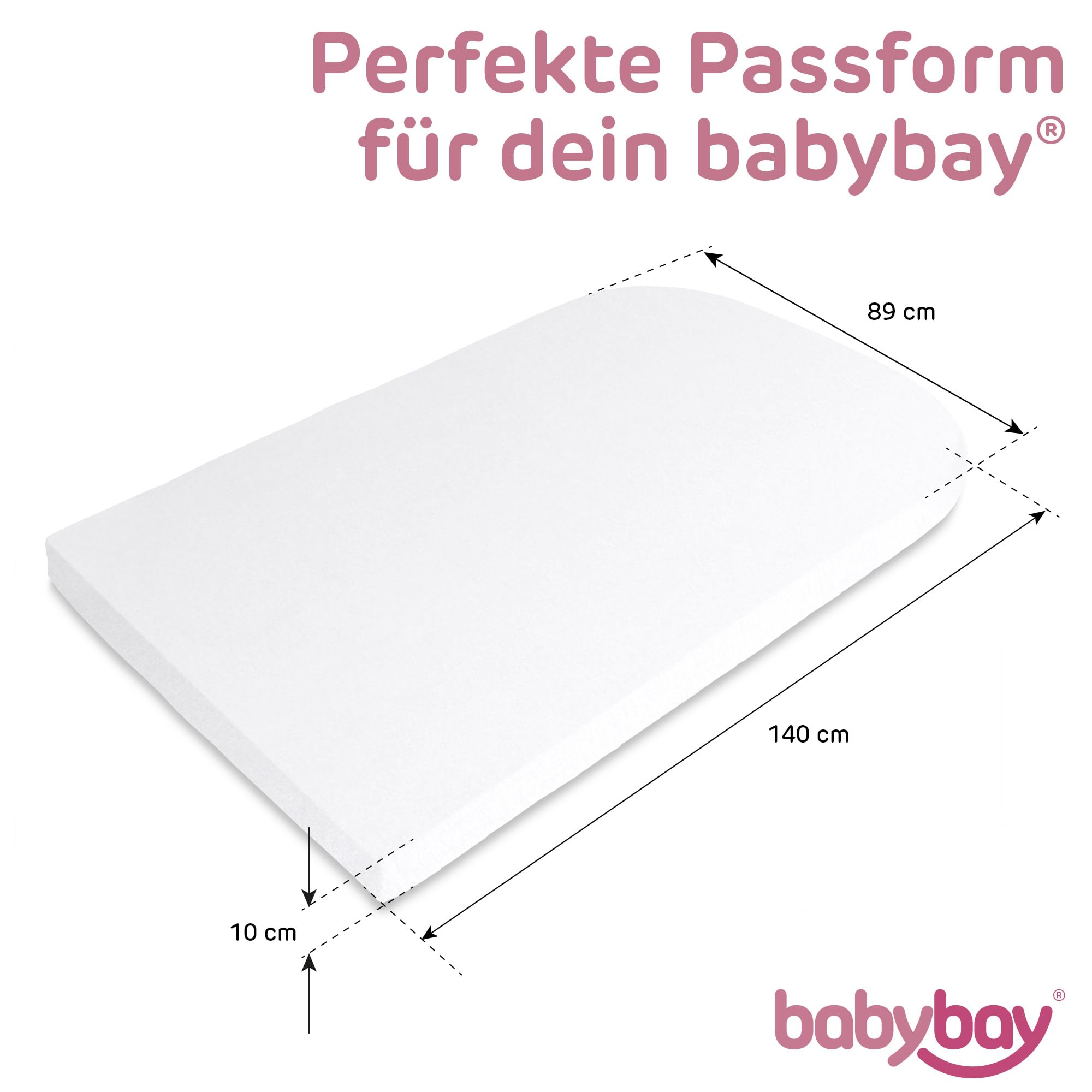 babybay Jersey prześcieradło z gumką Deluxe pasuje do modelu materaca, oryginalny zestaw do przebudowy łóżka dziecięcego i Maxi, białe, 140 x 89 cm (1 opakowanie)