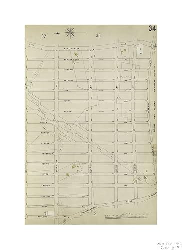 Miniatura 2 de Mapa del Bronx de Nueva York, V. B, placa No. 34 mapa delimitado por Eastchester Rd, Pelham Parkway North, Williamsbridge Rd, Paulding Ave, Arnow