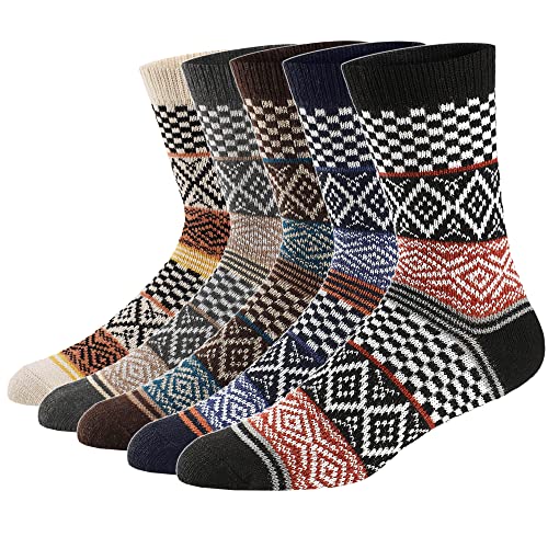 Ueither Calcetines de Lana Calientes Para Otoño e Invierno Estilo Vintage Hombre/Mujer 5 pares (Color 10, 38-43) Cover