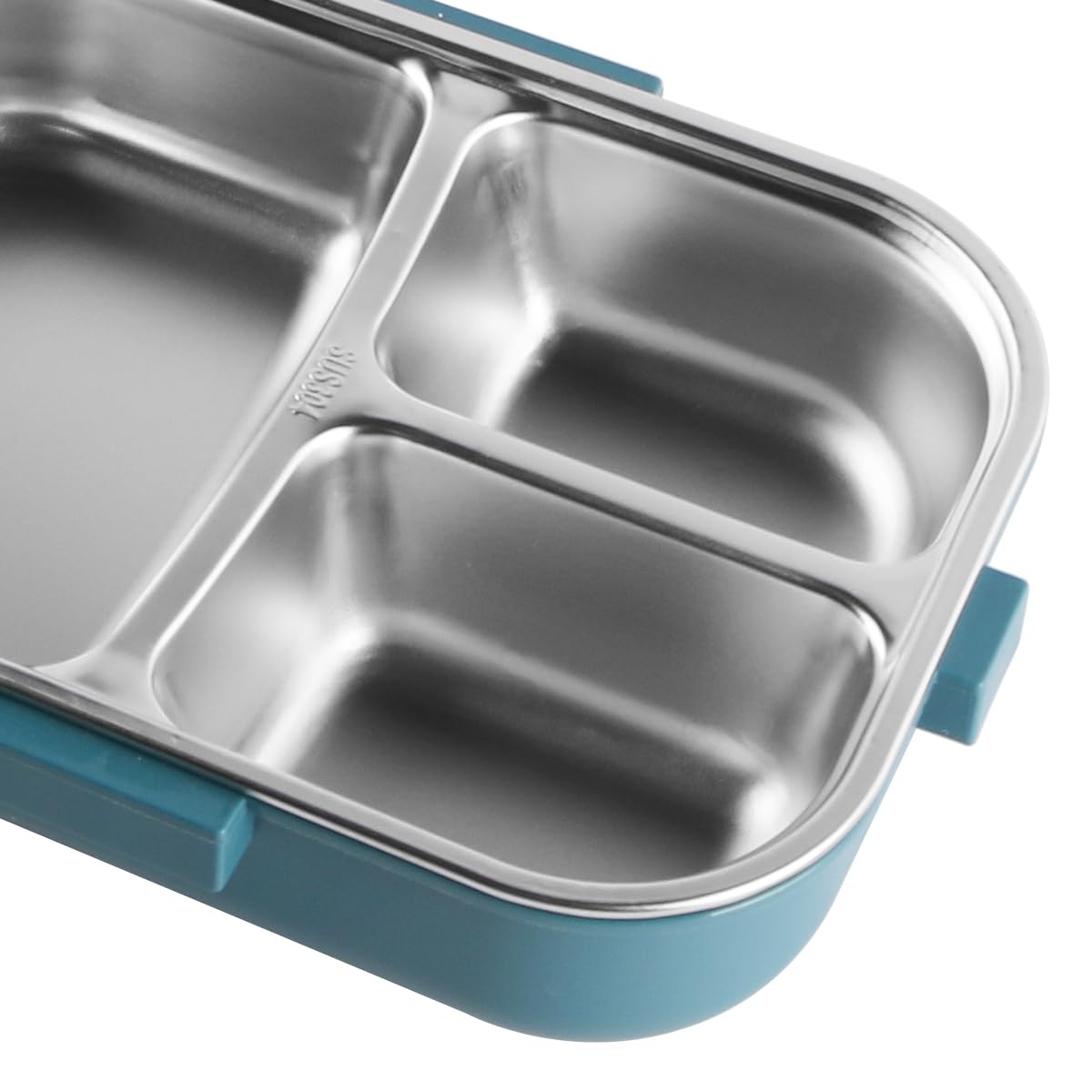 Fiambrera térmica Bento Box de 1100 ml con tapa antiflujo, doble capa, portátil, resistente al óxido, de acero inoxidable 304 (azul y amarillo)