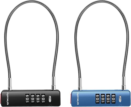 Miniatura 11 de Candado de Cable Combinado para Bicicleta, Candado de Combinación de 4 Dígitos para Puerta de Valla al Aire Libre, Caja Fuerte para Equipaje, Negro