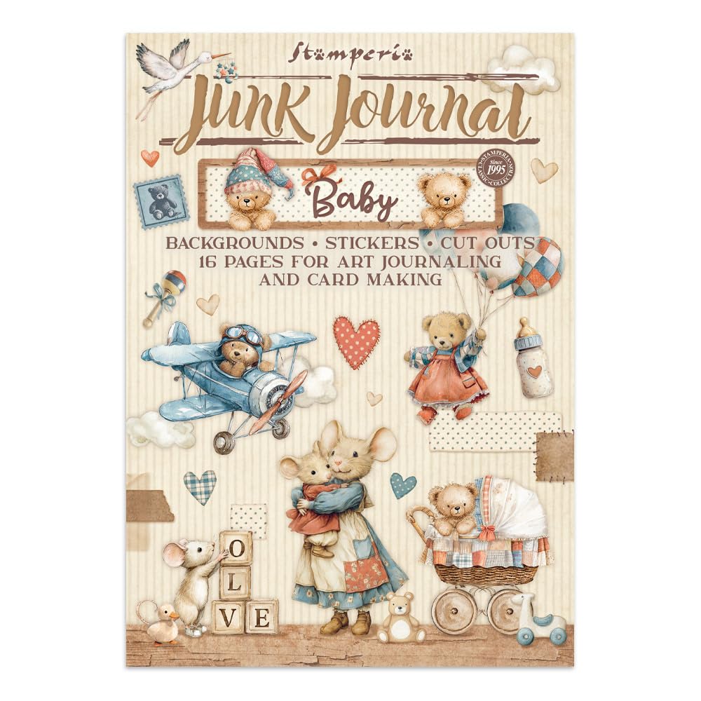 Stamperia - Junk Journal Stickers, Cut-Outs, and Backgrounds for Scrapbooks, Albums, Card Making, Bullet Journalling and More, Perfect for Hobbies, Crafts, and Gifting (Baby)