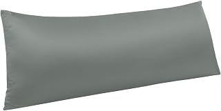 NTBAY Dark Grey Satin Body Pillowcase 20x54 - Zippered Cooling Cover, Silky Anti-Wrinkle & Frizz-Free