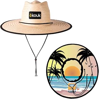 Chapéu de Palha Beach Girl Estampado Surf de Praia Saída Verão Sol Masculino Feminino Unissex Aba Larga na Moda Redondo Piscina Palha Natural de Folha de Carnaúba na Moda Proteção Solar UV Estampado
