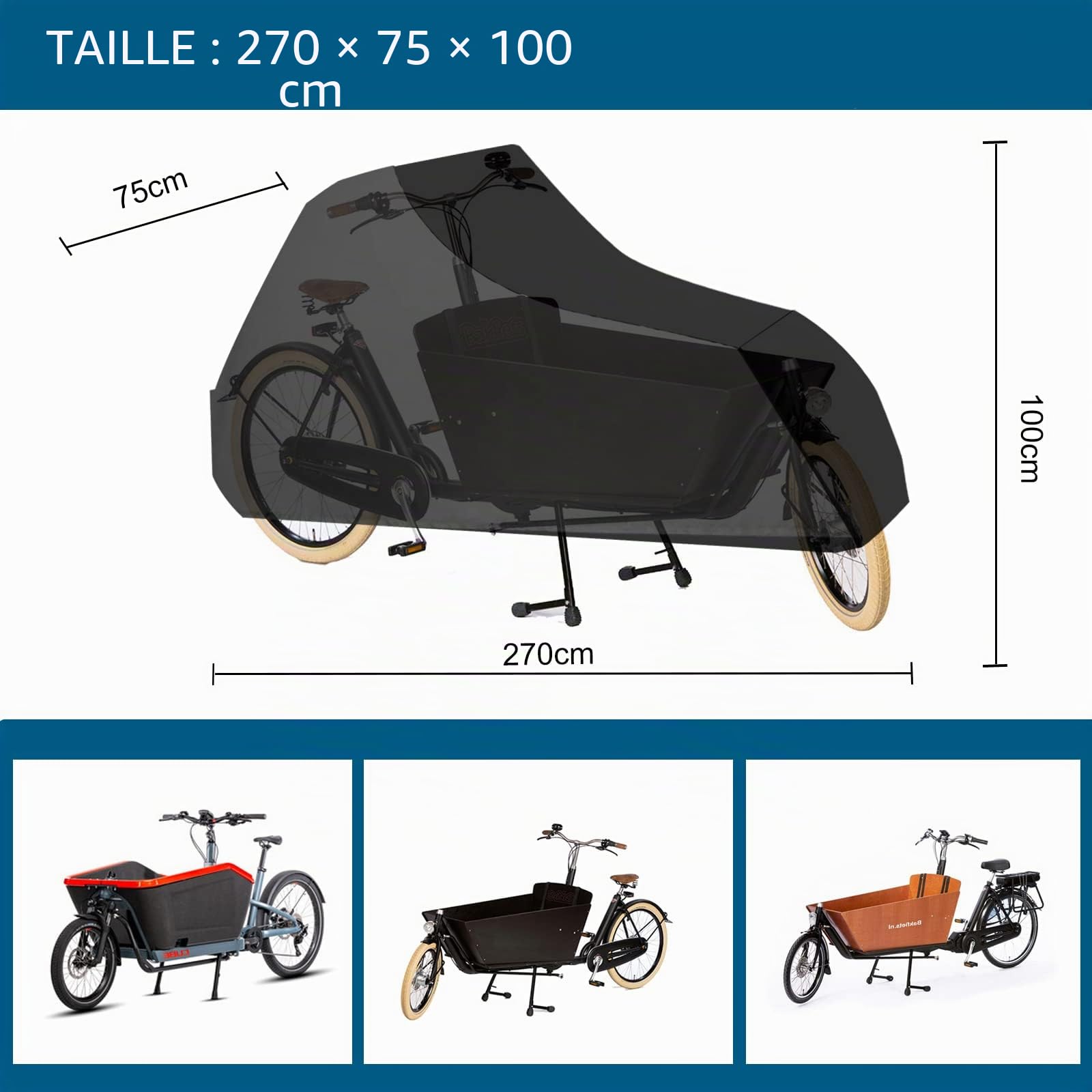 Bâche de protection pour vélo de chargement, en Oxford 420D, imperméable, résistante à l'hiver, à la poussière, à la pluie, aux UV