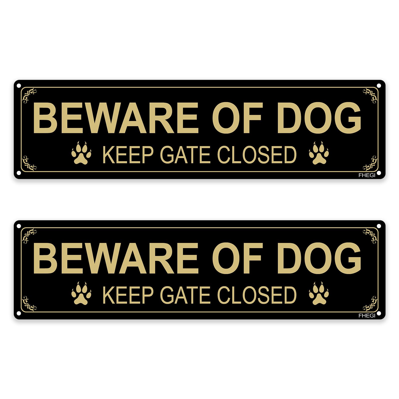Beware of Dog - Keep Gate Closed Sign, 12x3 Inch Rust Free .040 Aluminum Metal Sign, Reflective, Fade Resistant, UV Protected, Weatherproof Warning Dog Sing for Fence Door or Gate (2 Pack)