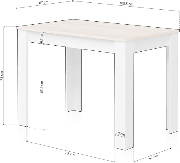 Habitdesign – Mesa Auxiliar Fija, Mesa para Comedor o Cocina, hasta 4 Comensales, Color Blanco Artik y Roble Canadian, 108,5x67x78 cm - Modelo Cloe - 3