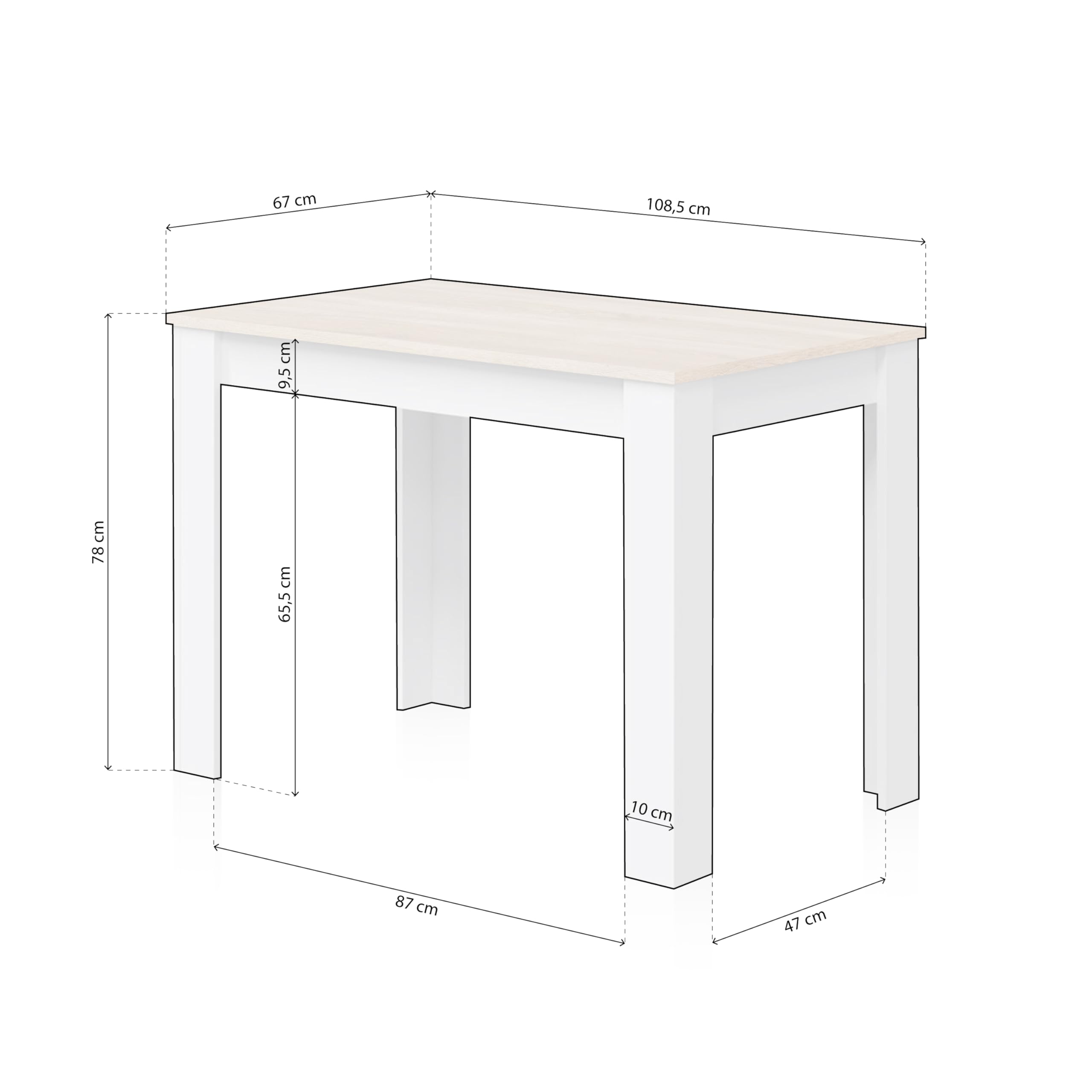 Habitdesign – Mesa Auxiliar Fija, Mesa para Comedor o Cocina, hasta 4 Comensales, Color Blanco Artik y Roble Canadian, 108,5x67x78 cm - Modelo Cloe — view 3