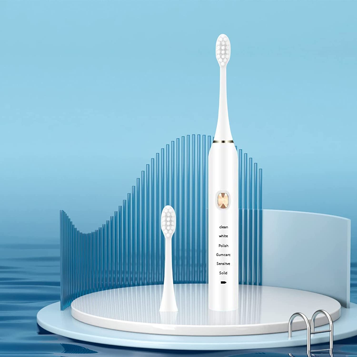 ARTSZY Spazzolino Elettrico for Adulti con 2 testine, Timer Intelligente a 6 velocità, Impermeabile IPX7, Denti puliti delicati ed efficaci, Kit spazzolino da Viaggio Ricaricabile