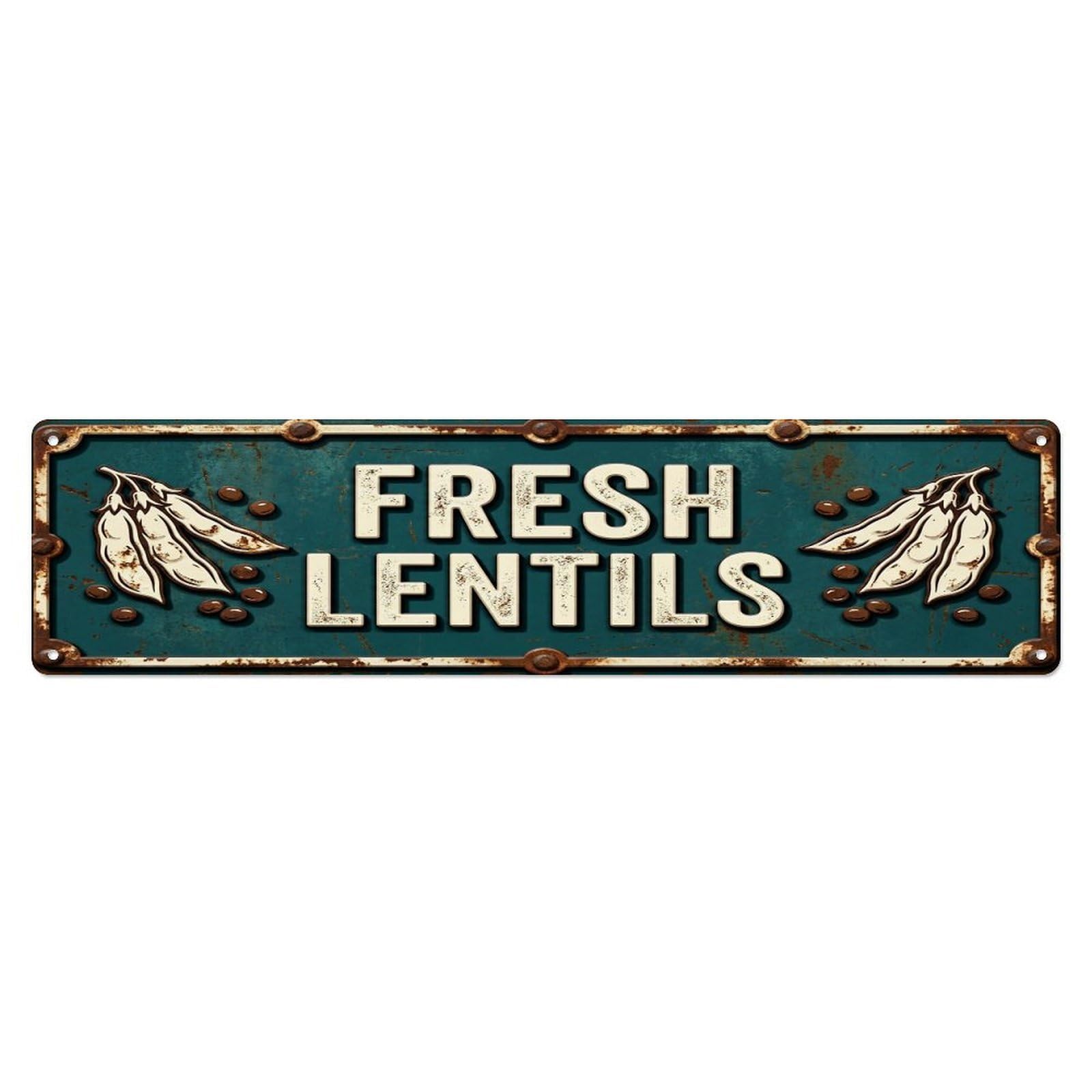 FRESH LENTILS Vintage Legume Rustic Farmhouse Metal Tin Sign