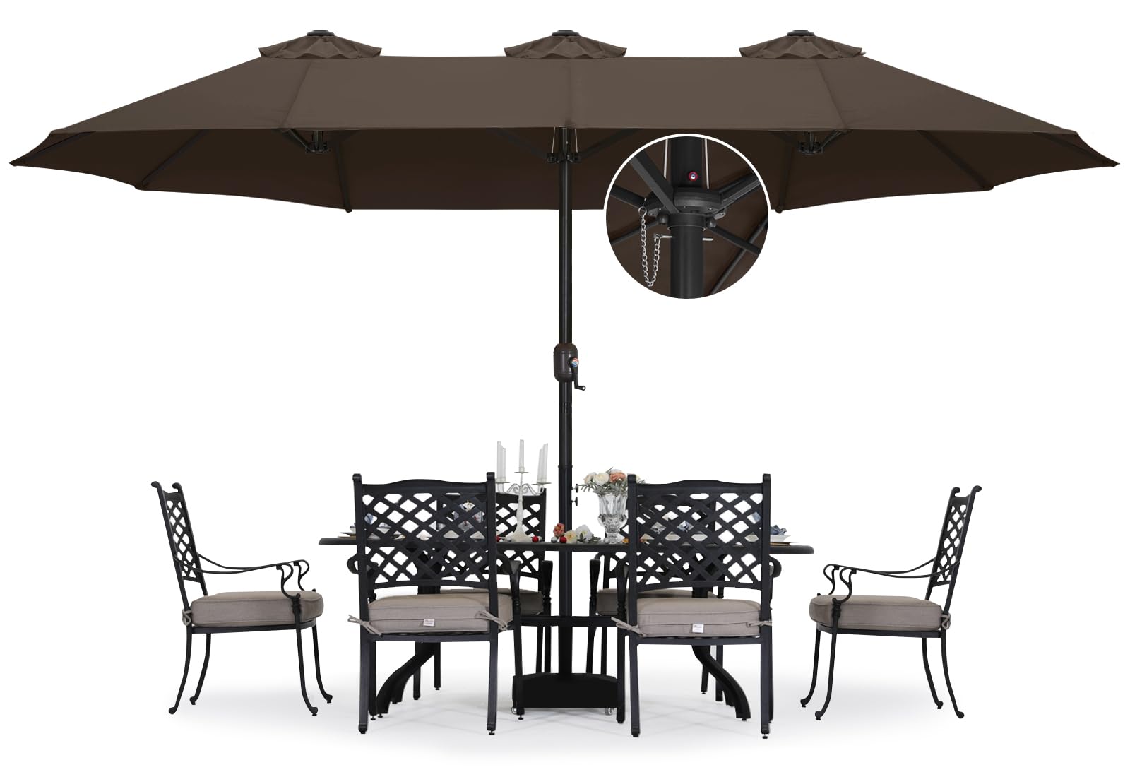 ABCCANOPY 15FT Double-Sided Aluminum Table Patio Umbrella Garden Large Umbrella,Swimming Pool 12+Colors,Brown