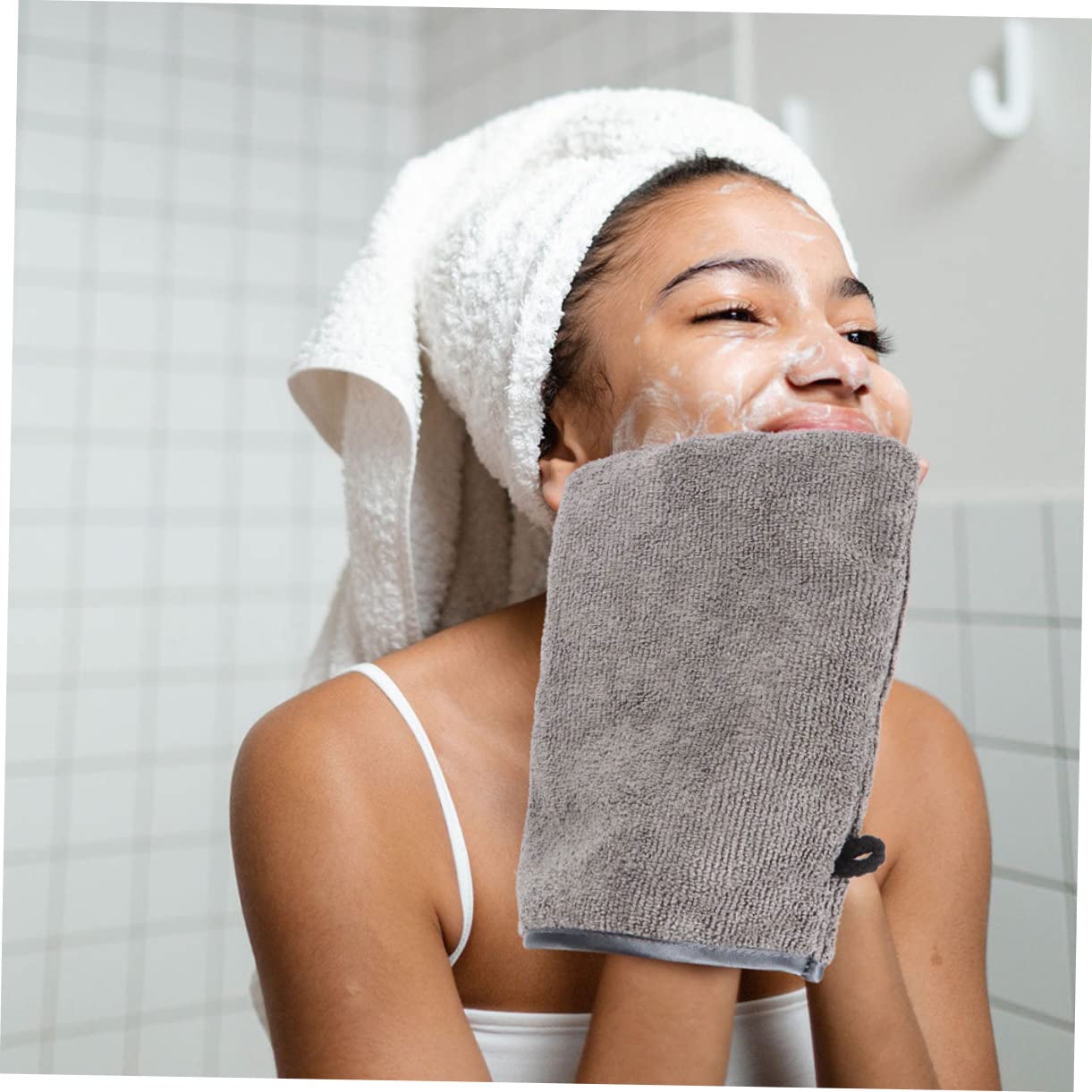 SHERCHPRY 5 Sätze Reinigungsgaze Abdeckung Wiederverwendbarer Gesichtswäscher Entferner Peeling Handschuh Gesichtshandschuhe Handreiniger Sanfte Reinigungshandschuhe 3 Stücke * 5