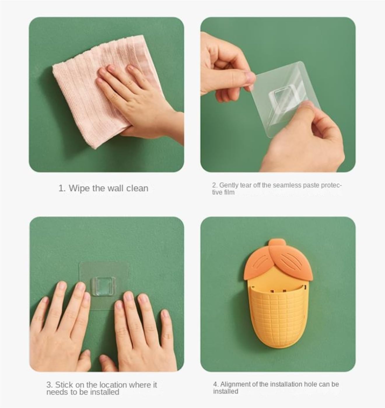 Organizador Cepillos De Dientes Soporte For Cepillo De Dientes, Baño Plástico Montado En La Pared, Sin Necesidad Perforar Agujeros Accesorios De Baño(Grün)