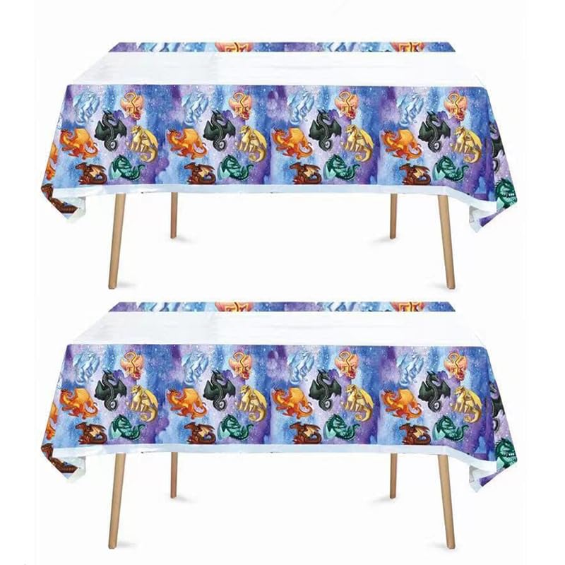 Jlemon 2pcs Wings of Fire Birthday Party Supplies Tablecloth Pack Plastic Table Covers for Kids Wings of Fire Dragon Theme Birthday Party Decorations