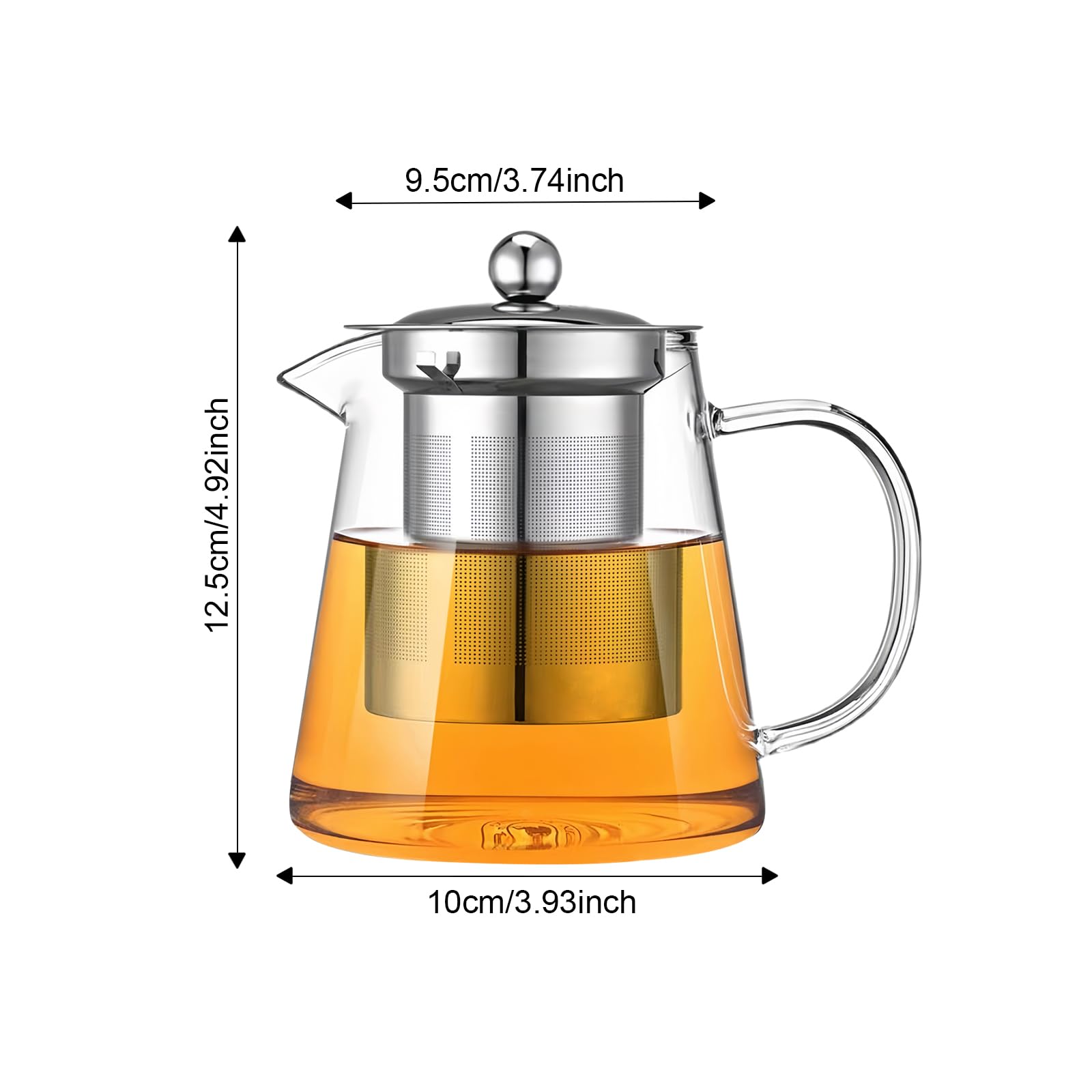 Teiera In Vetro Borosilicato 1000ml Con Filtro Acciaio Inox - Per Tè, Tisane E Caffè | Infusiera Con Beccuccio - Foto 4