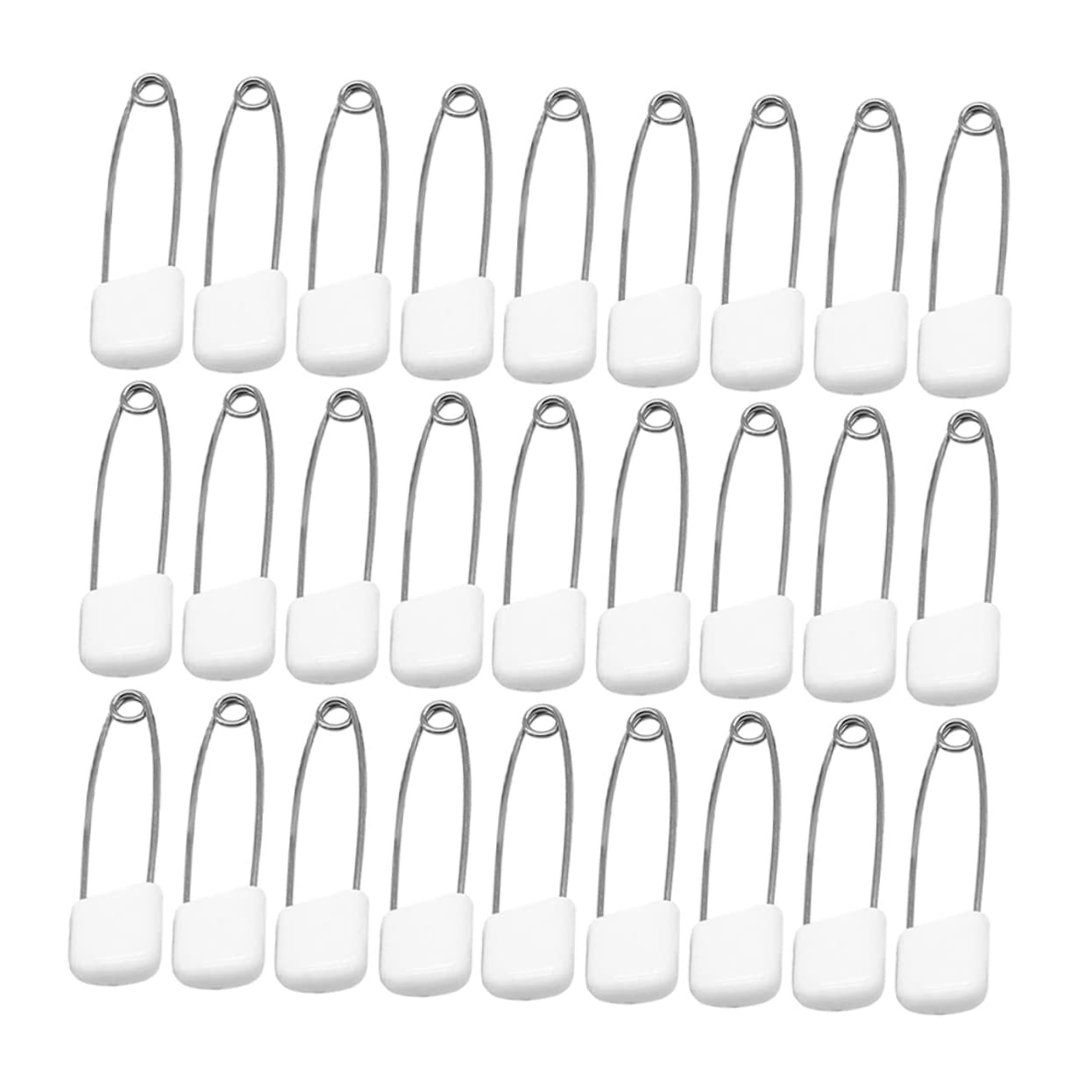 ARTIBETTER 100pcs White Locking Diaper Safety Pins Large Plastic Head Pins for Reusable Diapers Toddlers Girls