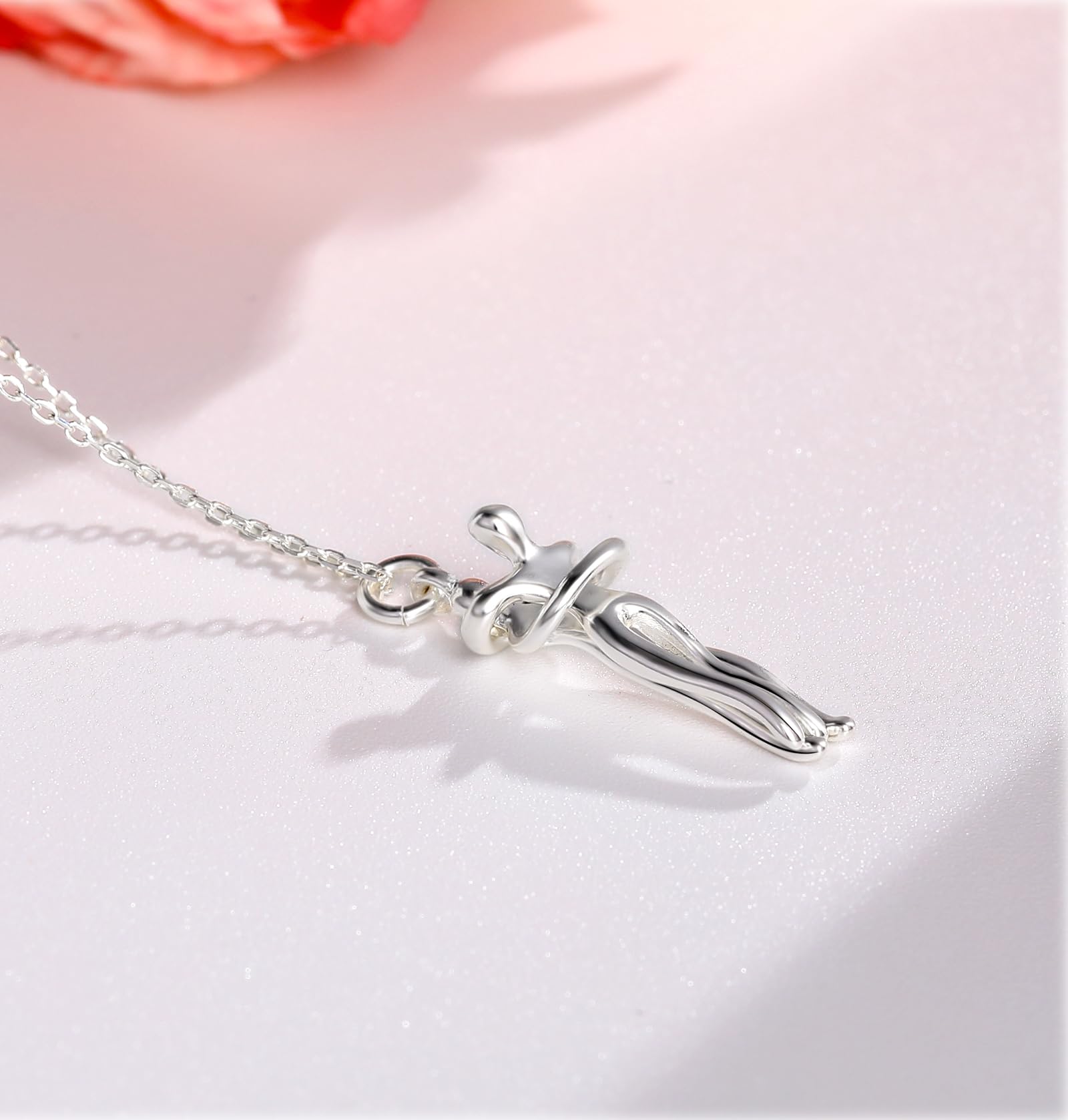 Qings Umarmung Halskette für Damen 925 Sterling Silber Umarmungs Herz Paar Anhänger Kette Geburtstags Jubiläumsgeschenke für Sie und Ihn Mutter