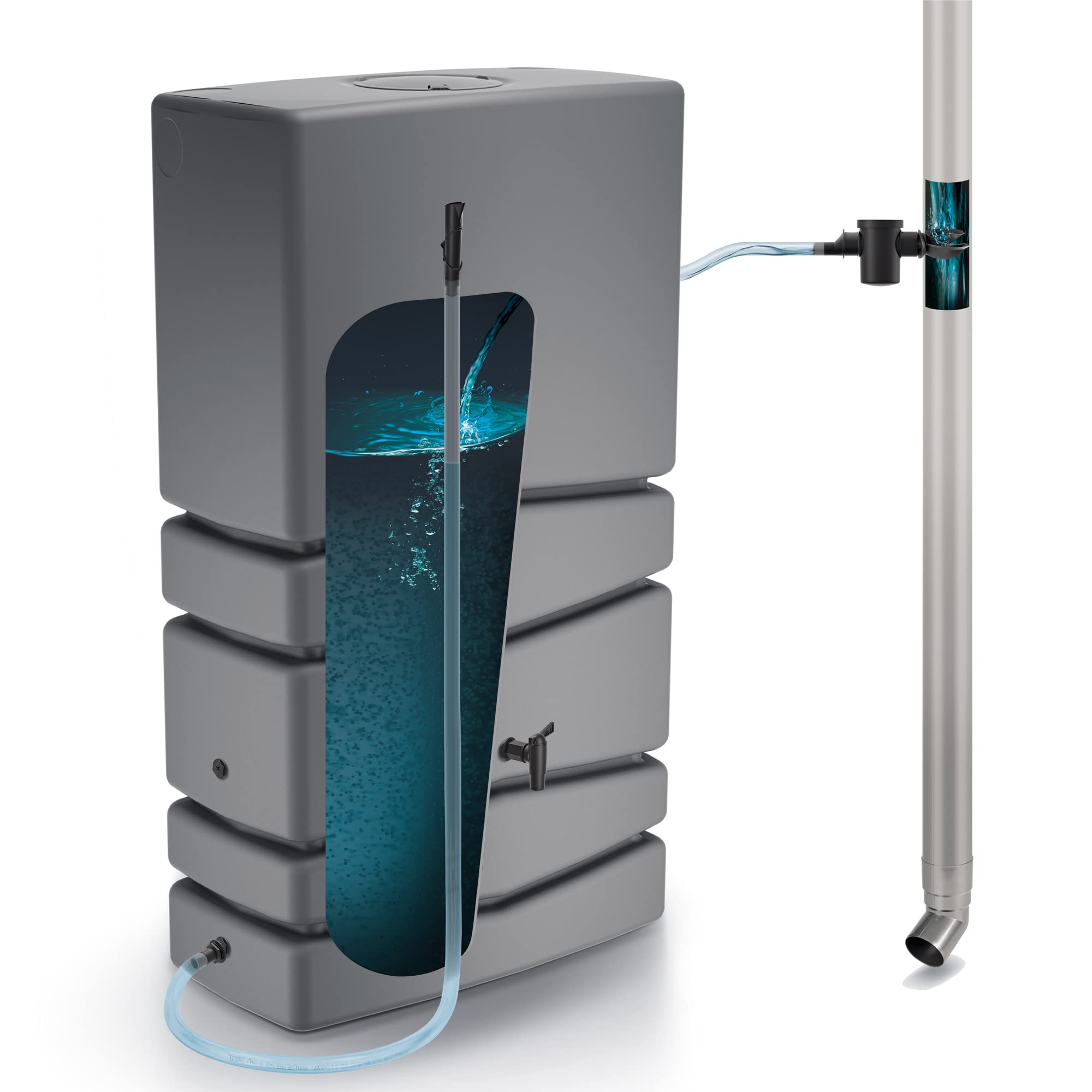Barril de captación de agua aqua tower 350l., dimensiones (mm) 775x383x1350 + Set de accesorios icanset7