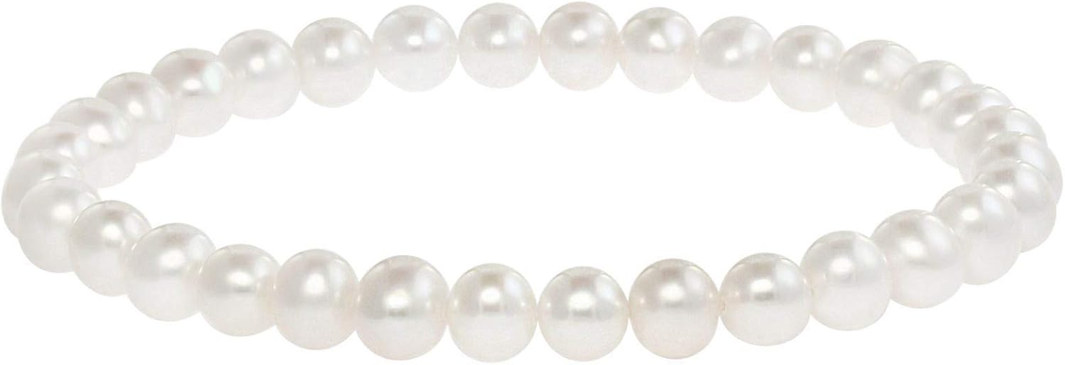 Freshwater Cultured Pearls White, Pink, Peach or Gray 7'' Classic Stretch Strand Pearls Bracelet Jewelry for Women (Choice of Size and Colors)