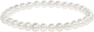Freshwater Cultured Pearls White, Pink, Peach or Gray 7'' Classic Stretch Strand Pearls Bracelet Jewelry for Women (Choice of Size and Colors)