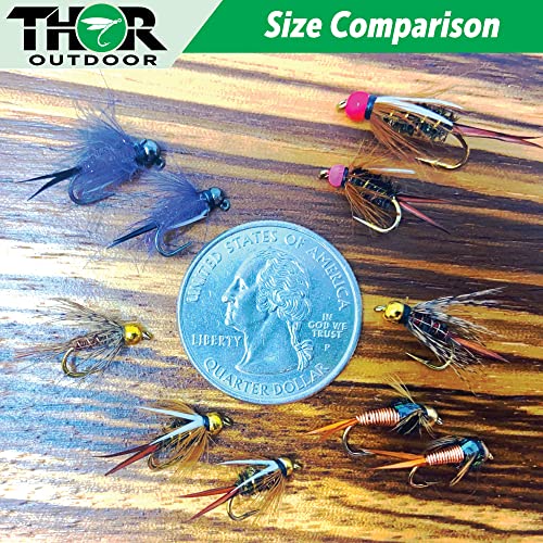 Thor Outdoor Bh Nymph 36 Pc Set – Prince, Princess, And Purple Reign Nymph, Bloody Mary, Copper John - Wet Fly Fishing Flies For Trout And Panfish #TOP5