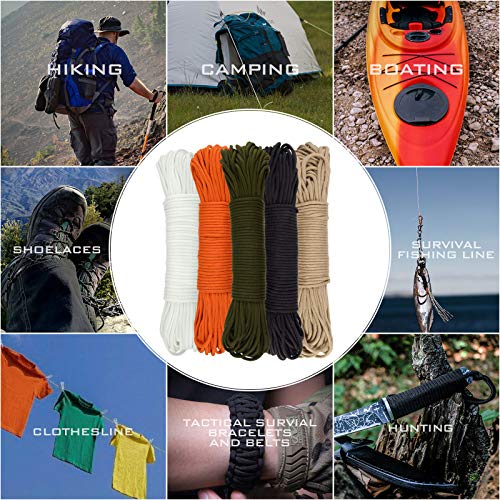 Extremus True Mil Spec 5040 Paracord, Made In The Usa, Military Grade 550 Lbs Breaking Strength, 7 Twisted Nylon Strands Plus Tracer Strand, Uv Resistant, Color Fast, Desert Sand, 25 Feet #TOP5