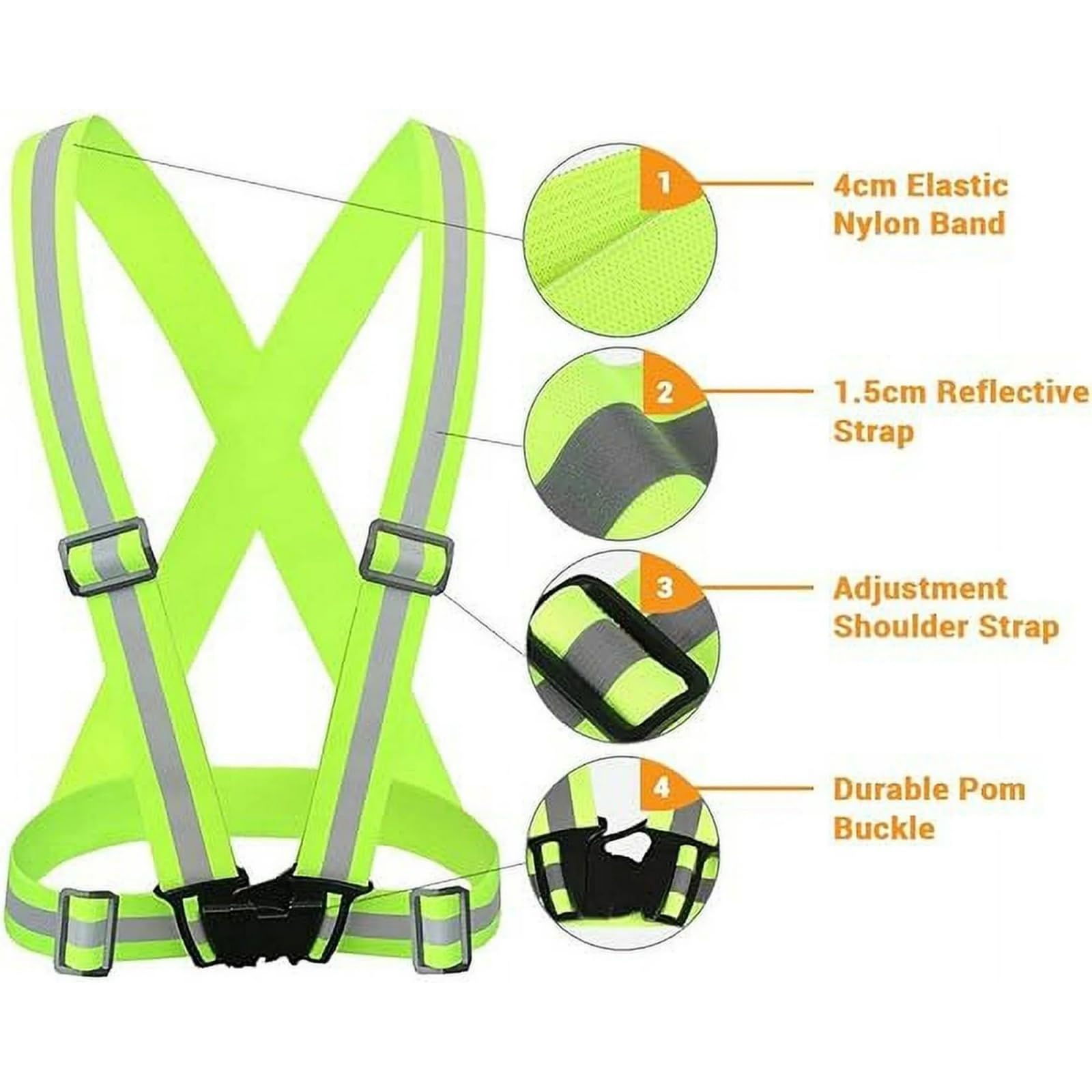 Reflective Running Vest, High Visibility Safety Vest,Adjustable Reflective Gear for Night Jogging/Biking/Walking/Running (Green)