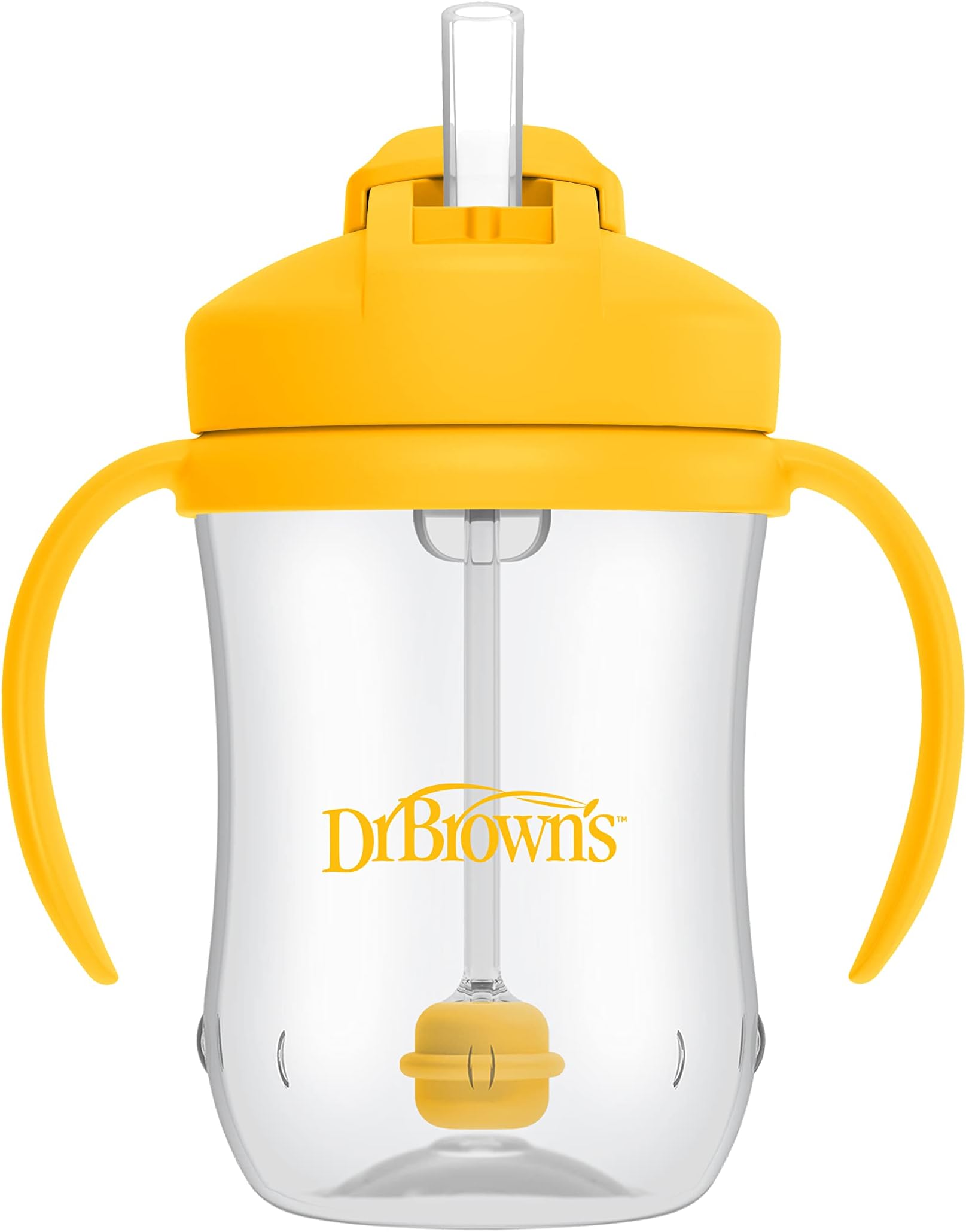Milestones Baby's First Straw Cup, Training Cup with Weighted Straw, 9oz/270mL, Vintage Yellow, BPA Free, 6m+