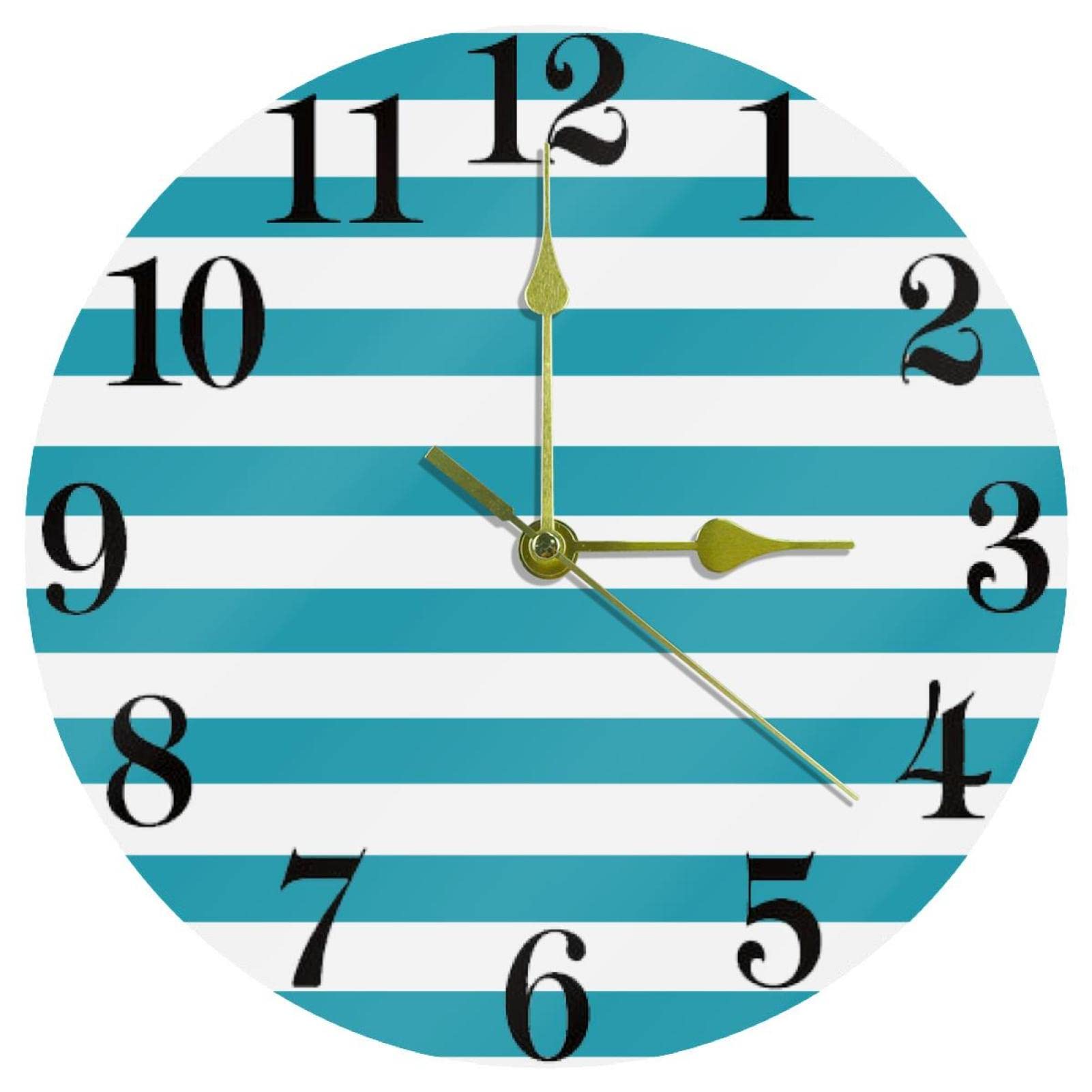 Horloge de maison ronde à motif rayé bleu pour une décoration apaisante