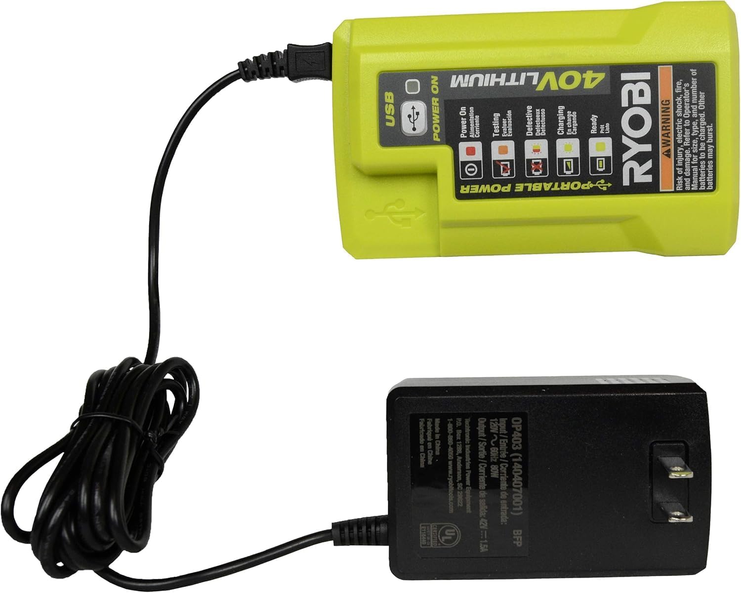 RYOBI GEN2 Lithium-ion 40 Volt 40v Slim Line Compact Battery Charger OP404