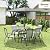 Outsunny 8 Pieces Patio Table and Chairs Set with 9 Ft Patio Umbrella, Outdoor Dining Set with 4.6 Ft Dining Table and 6 Chairs, Push Button Tilt and Crank Parasol, Tempered Glass Top, Mixed Gray