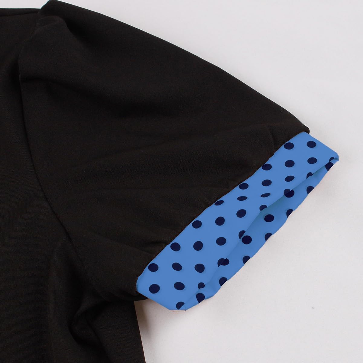 ODIZLI Women's 1950s Retro Dress Short Sleeve Notched Lapel Polka Dot Stripe Swing Dress with Belt Cocktail Dress - Image 5