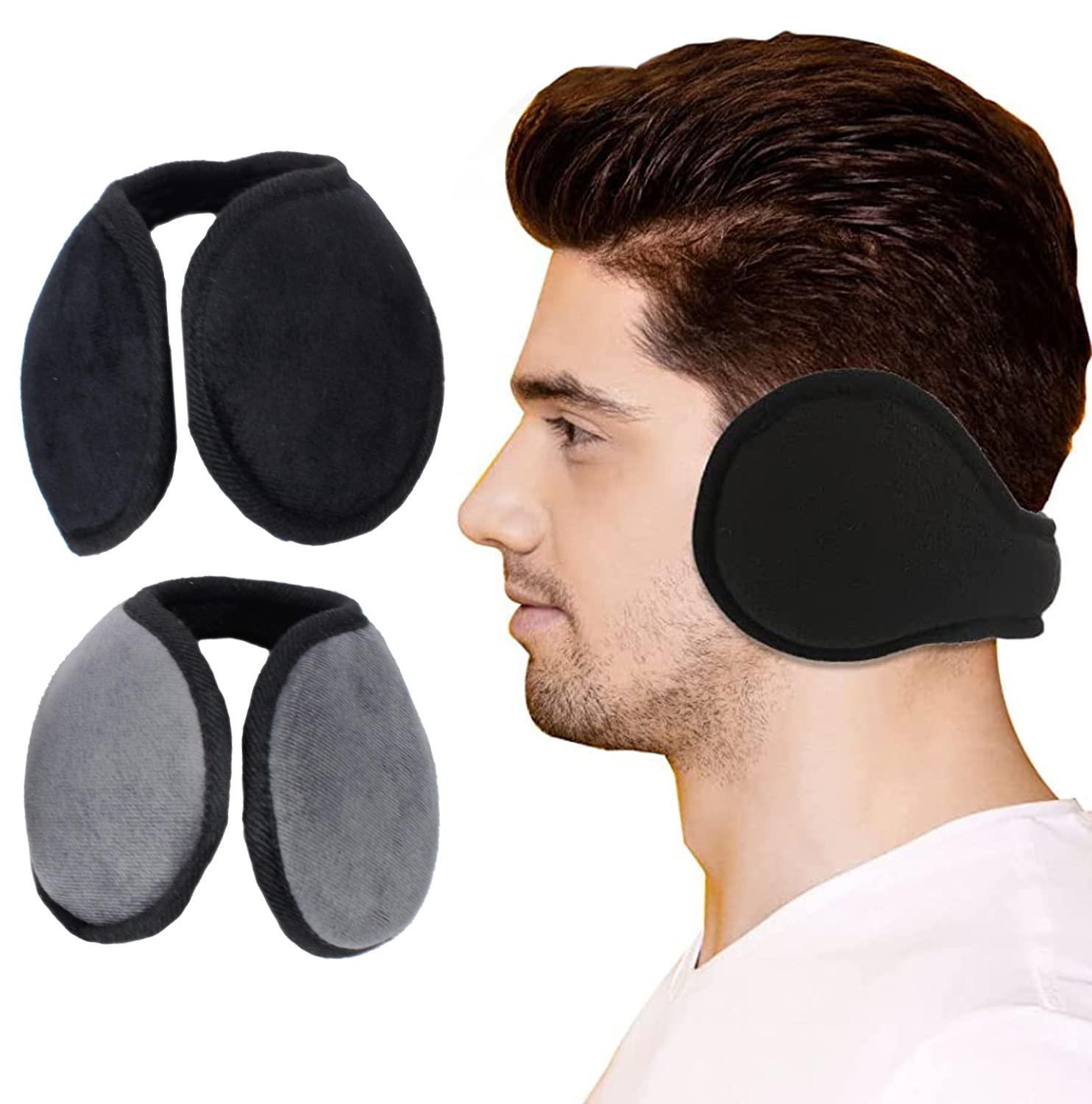 Set Of 2 Pcs Adjustable Soft Warm Ear Warmers/Earmuff/Ear Cap For Men & Women for Winter Season Pack Of 1 (Random Color)-image-0