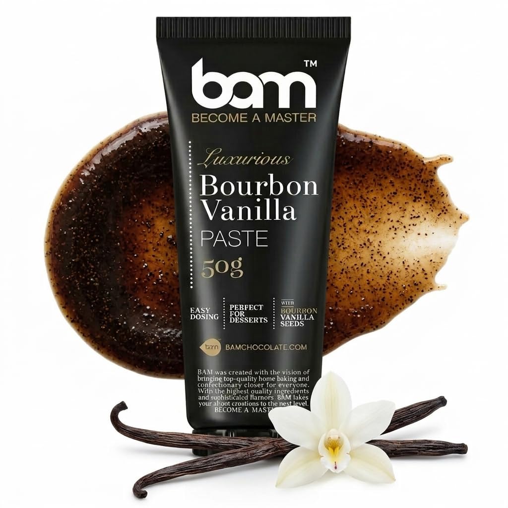 BAM Pasta de Vainilla en Tubo, 50 g – Extracto de Vainilla Bourbon de Madagascar con Semillas Naturales – sin Alcohol y sin Gluten