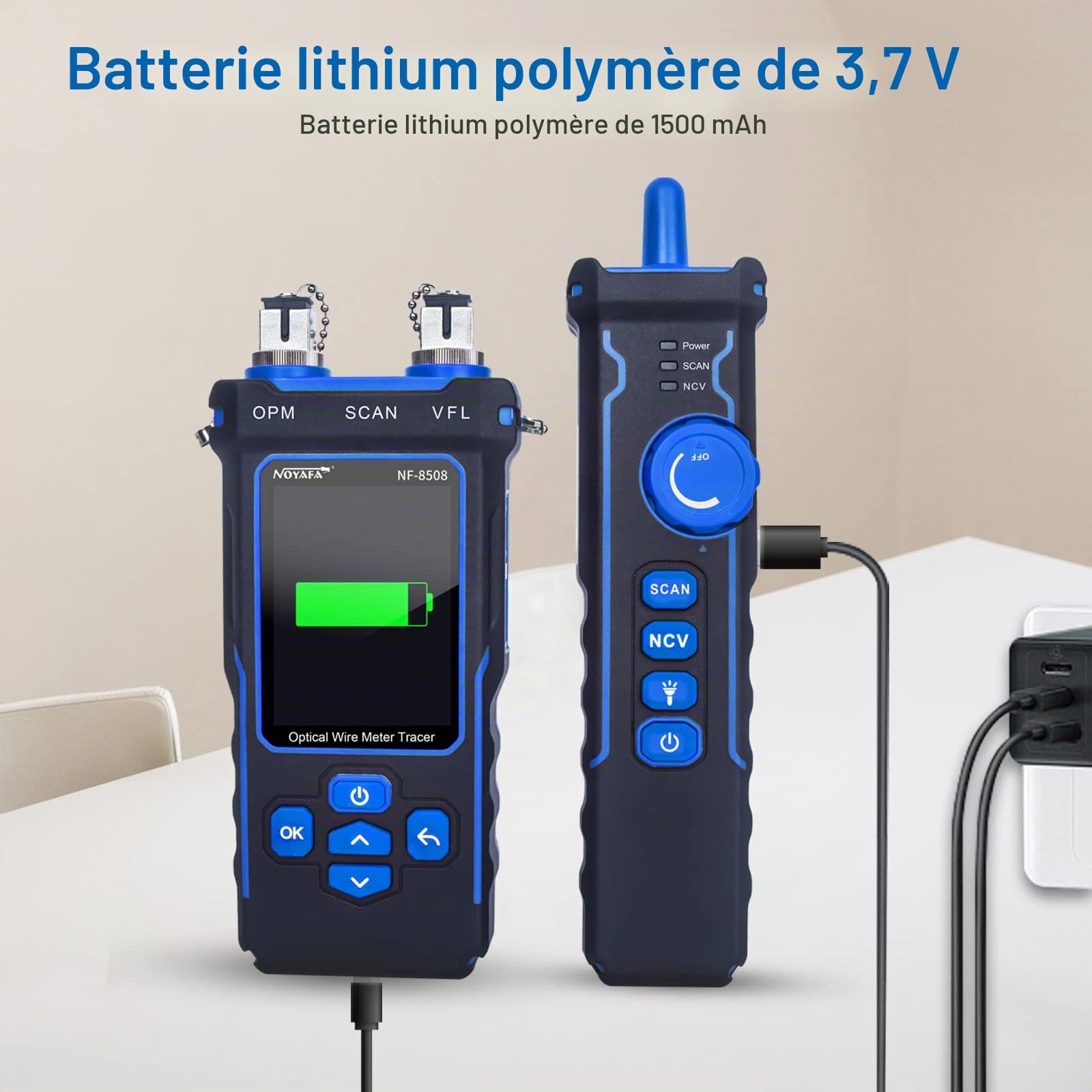 Testeur de câble réseau avec compteur de puissance optique PoE multifonction, traqueur de fils RJ11 RJ45 LAN câble toner Cat5 Cat6 câble Ethernet traceur avec NCV, prise en charge de type C, B