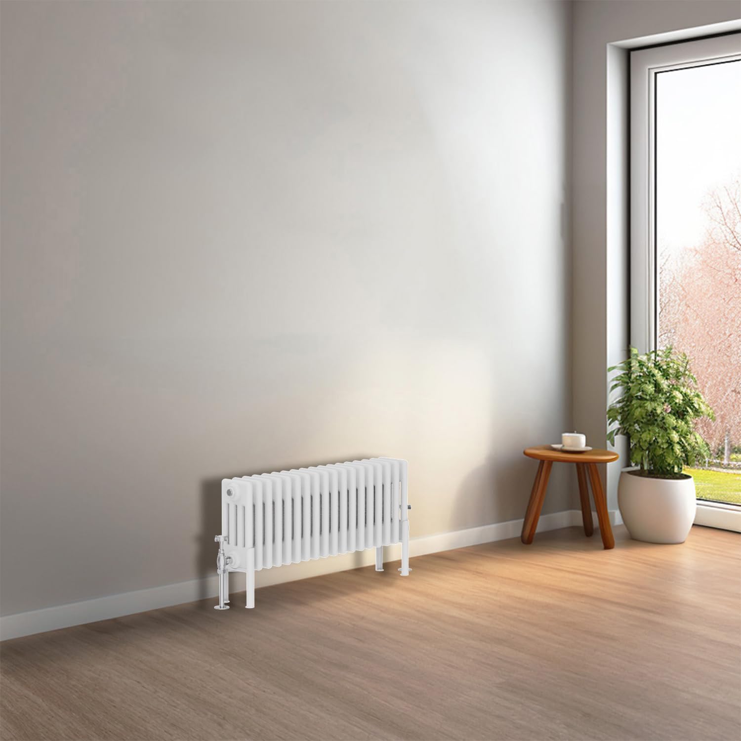 NRG Cast Iron Radiator Four Column 300x830mm Gloss White Traditional Column Cast Iron Style Radiator Central Heating Radiator Perfect for Bathrooms, Kitchen, Living Room