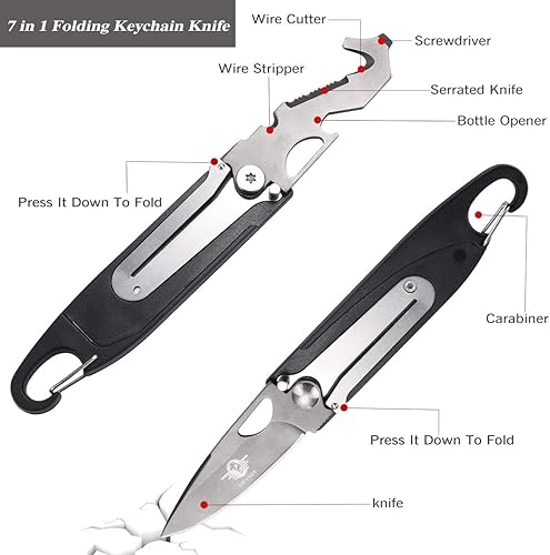 Miniatura 3 de Herramienta multiherramienta de bolsillo de regalo para hombres con herramienta de llavero plegable 7 en 1, herramienta de bolsillo 18 en 1,