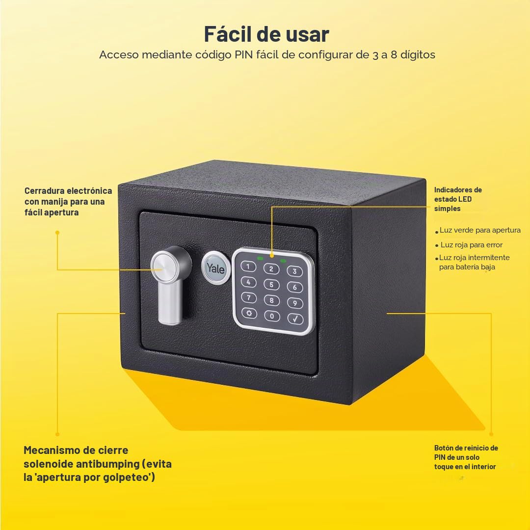 Yale YSV/170/DB2 Caja Fuerte De Seguridad Gama Básica Negro 170 x 230 x 170 mm Pequeña